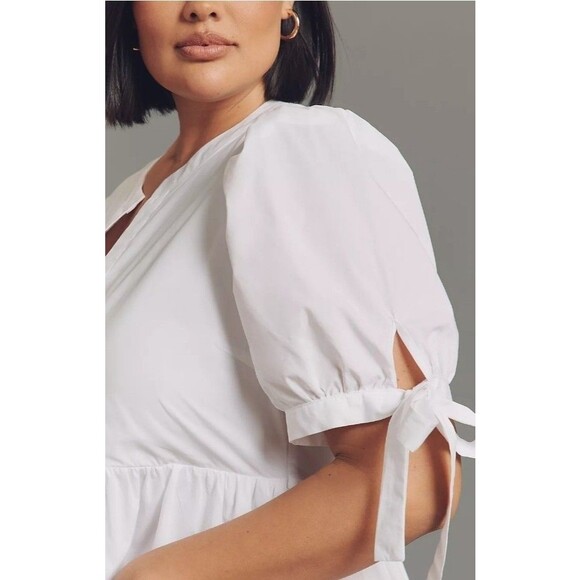 English Factory White Gingham Checkered Tiered Midi Dress Puff Sleeve Size 2x - Picture 3 of 7